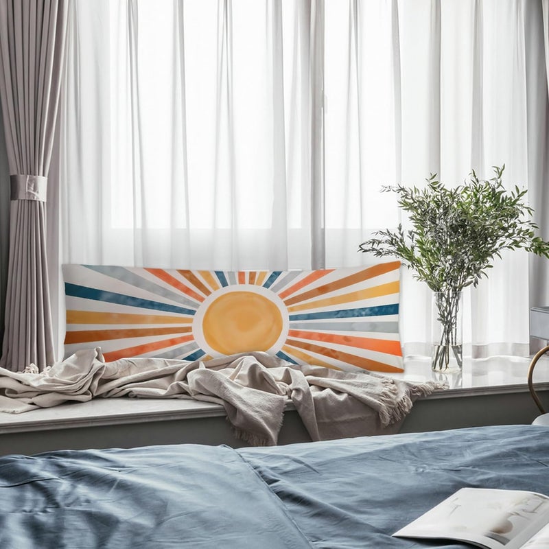 Exqcom Store Boho Abstract Colorful Sun Body Pillow Covers 20x54, Boho Room Decor, Retro Mid Century Modern Sunrise Sunset Long Body Pillow Case Cover with Hidden Zipper for Women Men Adults - Image 5